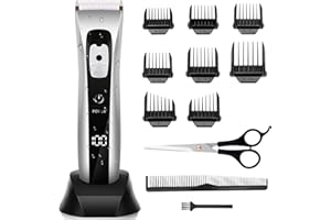 ELEHOT-Store Cortapelos Inalámbrico para Hombre, Maquina Cortar Pelo Profesional, Cuchilla de Cerámica y Titanio Ajustable, 8 Peines, 150 mins Autonomía, para Corte en Casa, Barba y Fade