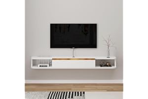 Pmnianhua Mueble bajo de TV colgante, armario de TV colgante, soporte de TV flotante montado en la pared, entretenimiento, centro de consola de medios, armario de almacenamiento grande para salón,