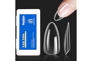 BEETLES GEL POLISH Beetles Gel Nail Tips Kit 500Pcs Clear Full Cover Medium Almond Pre-shaped False Nails for Gel Polish, Soak Off Easy Nail Extensions Acrylic Nails False Press on Nail Tips