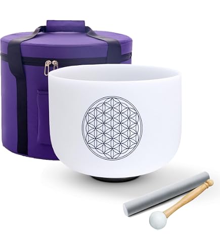 Hye-eun Bol chantant en cristal dépoli de 30,5 cm, chakra du plexus solaire avec bâton en daim pour yoga, guérison par le son, sans étui