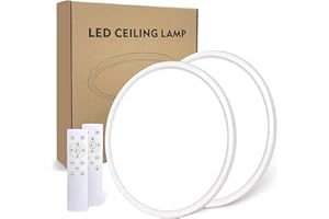 Wholede 24W 3000LM Plafonnier LED Dimmable, Luminaire Plafonnier avec Télécommande, Éclairage de Plafond Rond, Plafonnier pour Salle de Bain Chambre Salon Cuisine Couloir