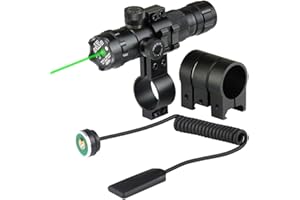 ZENHOX Antichoc 532nm Tactique Lampe de Poche Vert Dot Sight Dot Scope <5mw Réglable Rail et Barrel Mounts Cap Pressostat