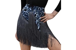 SEAUR Damska spódnica do tańca łacińskiego tango do tańca brzucha, chusta, frędzle, spódnica Rumba, Cha, Samba, do tańca