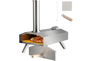 TANGZON 12” Outdoor Pizza Oven, Multi-Fuel Stainless Steel Pizza Maker with Foldable Legs, Pizza Stone & Detachable Chimney, Portable Tabletop Pizza Grill