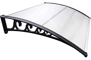 Ansobea Auvent pour Porte d'Entrée 100 x 150 cm en Aluminium et Polycarbonate - Arche Transparente, Protège de la Pluie, Neige et Rayons