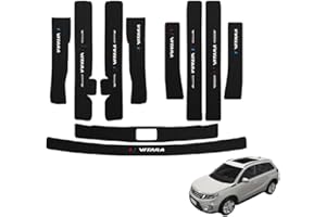ENFILY Battitacco per auto in carbonio + piastra di protezione per bagagliaio per Suzuki Vitara Welcome, pedale anti-abrasione, accessori per la decorazione dell'auto, 10 pezzi