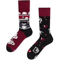 Unisex Kaffee-Socken Mit Espresso-Motiv – Ungleiches Design, Weiche Baumwolle, Größe 35-38