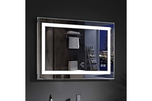 ‎MEESALISA MEESALISA Lisa LED Badspiegel 80x60 cm mit Beleuchtung Rechteckig Badezimmer Wandspiegel Antibeschlage Lichtspiegel mit Steckdose Touch warmweiß/Kaltweissen 600x800