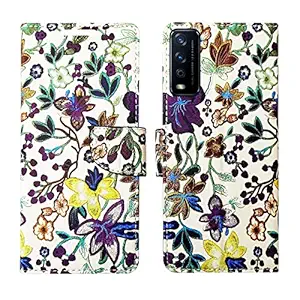 MyFlips Purple Pattern Flip Cover for Vivo Y12G