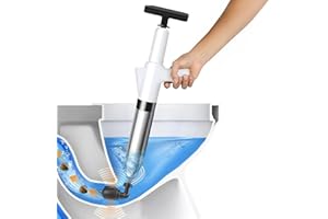 COURAGE JOY KINDNESS Toilet Plunger Stainless Steel Drain Plunger Equipped with 360° Rotating Elbow/Base High-Pressure Air Plunger Kit (3 Replacement Heads) Suitable for unclogging toilets/sinks/bathtubs/floor drains