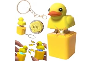 DORALER Quacking Duck Keychains, Duckys Quacking Fidget Toy with Quack Sound and Light, Cute Yellow Duck Keyboard Quacking Button, Fun Stress Reliever Sensory Toy, Duck Key Chain