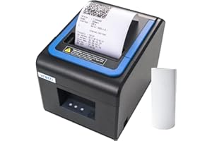 vretti Thermal Receipt Printer, 3'1/8 80mm Direct Thermal Printer with USB Serial LAN Port - 260mm/s High Speed Printing Kitchen POS Printer ESC/POS Command Support Cash Drawer Window Mac
