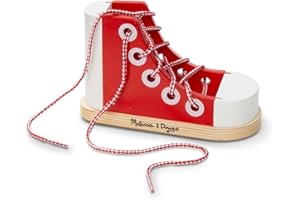 Melissa & Doug - Scarpa in Legno con Lacci, Gioco Montessori, Multicolore, Gioco Educativo, Regalo Bambini e Bambine