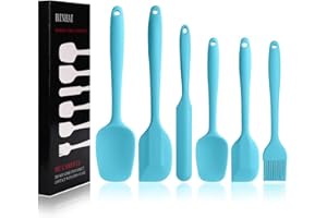BINHAI Set spatole in silicone - Spatola in gomma Blue antiaderente 6 pezzi con anima in acciaio inossidabile - Set di utensili da cucina per spatole termoresistenti per cottura