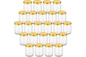 gouveo 24er Set Einmachgläser 100 ml rund mit Schraubdeckel goldfarben - Kleine Vorratsgläser mit Schraubverschluß - Schraubgläser zum Einkochen und Aufbewahren (EGR100G)