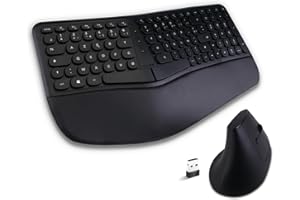 AD ADVANCE - Smartergo, Ensemble Clavier Souris sans Fil Ergonomique pour PC, Souris Verticale 57° Réglable 1600 DPI, Clavier AZERTY avec Repose-Poignets 112 Touches & 12 Raccourcis, 2.4 GHz, Noir