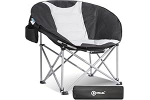 Homecall - Silla redonda de camping plegable, XXL (negro/crema)