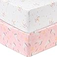 Sammy & Lou 2 Pack Microfiber Fitted Crib Sheets, Mystical Dreams, pink (55453)