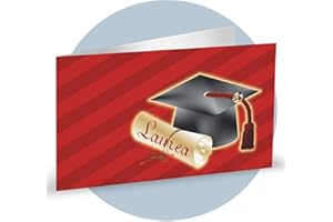 Ingrosso e Risparmio 40 Bigliettini bomboniere Laurea Personalizzati per Confetti segnaposto sacchettini Fai da Te confettata Rossi con Tocco e Pergamena triennale e specialistica