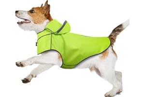 DQGHQME Impermeable Chien, Réglable Manteau Chien Imperméable avec Capuchon, Manteaux Imperméables pour Chiens 100% étanche ultraléger et aéré, Réfléchissante Manteau Pluie Chien pour Petit Moyen Gros Chiens