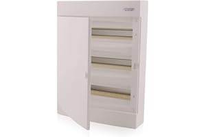 INTRATEC 100% SHOPPING Intratec centralino a vista, IP40 – Scatola di distribuzione per uso interno, centralino con porta bianca per installazioni in ambienti asciutti, 3 file, 54 moduli, 526 x 396 x 112 mm, bianco