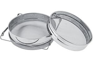 COSIKI Beekeeping Beekeeper Stainless Steel Honey Strainer Double Sieve Mesh Fliter Beekeeping Equipment Tools, Double Bee Sieve Honey Debris Strainer for Honey Processing/Extraction and Filter