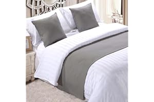 Makooz Solid Velvet Bed Runner 63x225cm -1.35m Double Bed 1pc - Luxury Hotel Grade No Fading Soft Bed Scarf - Bedroom Guesthouse Bedding Protection -Matching Cushion Covers Sold Separately –Light Grey