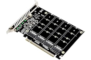 XTVTX 4 Port NVMe zu PCI-e Host Controller Erweiterungskarte, Adapterkarte 4 Port M.2 NVMe SSD Auf PCIE X16 M Key,M.2 NVME zu PCIe X16 Adapter, M Key Festplattenkonverter Lesegerät Erweiterungskarte