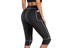 Bingrong Sauna Sweat Pants for Women Neoprene Sauna Leggings Yoga Hot Thermos Workout Pants with Side Pocket