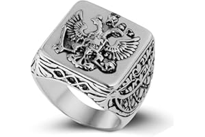 Focisa Ring Ringe Bijouterie Mode Herren Russisches Reich Doppeladler Siegelringe Für Männer Punk Gold/Silber Farbe Arme des Russischen Rock Biker Schmuck