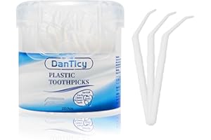 DANTICY Interdentale Zahnstocher mit gebogener Hakenform, Wiederbefüllbare Hygienestifte zur Plaqueentfernung, Sanfte Zahnzwischenraumreinigung für tägliche Mundpflege, Anti-Rutsch-200 Stück (1 Packungen)