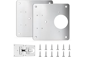 Lifeant 2 PCS Plaque de Réparation de Charnière, Plaque de Réparation de Charnière d'armoire en Acier Inoxydable avec 12 Vis pour Bois Étagères Armoires Meubles Cuisine Placard