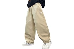 Panegy Ragazzi Pantaloni Cargo Bambini Vita Elastica Alta Pantaloni Baggy Cotone Sciolto Scuola Track Joggers con Tasche Y2K Streetwear