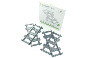 Trixbrix.eu Incrocio Sinistra 45 Gradi Compatibile con Lego City Train Set 60197 60198 10277 60205 60238 60337 - 1:87 Scala - Traccia Grigio Bluastro Scuro