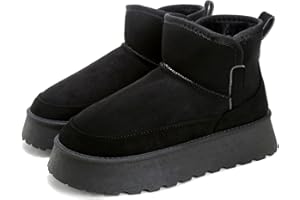 Jifenkla Stivali da Neve Donna,Design in pizzo a onde alla moda,Foderato Caldo Stivaletti invernali,Antiscivolo Impermeabili suola in gomma,Leggerie Comode Pelliccia Breve Scarpe,Outdoor