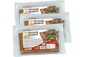 BEST DIET Keto Protein Bestdiet - Base de pizza Keto - Base de pizza protéinée - 28% de protéines et seulement 12% de glucides, riche en fibres, paquet de 3 bases x 180g