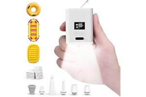 OMQ QMQ Electric Air Pump, Mini Camping Pump 4.5 kPa with 5000mAh Battery and light, Cordless Inflator Deflator for Pool Floats Air Bed Air Mattress Swimming Ring Vacuum Storage Bags