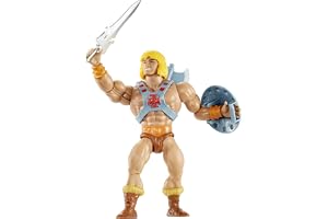 Masters of the Universe Origins He-Man actionfigur, 14 cm | MOTU hjälteleksak, inspirerad av 1980-talets TV, med sele, utbytbara delar samt svärd, yxa och sköld, JNP97