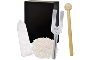 juanxian 4096C White Crystal Stimmgabel-Set zur Reinigung des Chakra-Meditations-Ornament-Sets W4315 - White