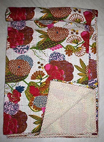 Gypsia Studio New Floral Print Quilted Bedspread Blanket Vintage Throw Bedding Kantha Bed Cover Cotton Gudari Duvet