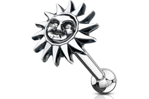 BlackAmazement 316L Edelstahl Ohrstecker Piercing Helix Ohr Sonne Mond Silber Damen Herren