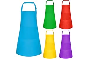 BOUBONI 5/10/20 Stück Kinder Schürze Verstellbare mit 2 Taschen für Jungen Mädchen Bastelschürze Kochschürze zum Zeichnen Malen Backen Kochen