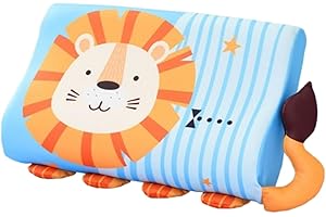 champracer Schlummerkids Kissen Original,Kinderkissen für Besserenund Gesünderen, Calmly Ergonomisch, Kawaii Tiere Kissen, Atmungsaktiv und Hautfreundlich （Mit Kopfkissenbezug） (Löwe,50 * 30 cm)