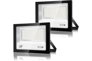 VRFMALIY Foco LED Exterior 50W 2 Piezas,5000LM 7000K Proyector LED,IP67 Impermeable 72 LEDs Super Brillante Blanco Frío Luz de Seguridad, Potente Luces Led Exterior para Jardín,Garaje,Patio Trasero