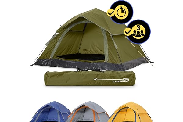 Lumaland Tente de Camping Pop Up Légère | Dôme 2-3 Personnes | Igloo Pour Trekking & Festival | Imperméable 210x190x110cm | Protection Contre Le Vent et Le Soleil | 1 & 2 Entrées