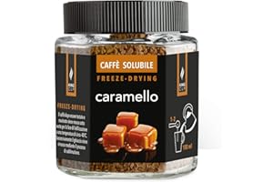 King Cup - 1 Tarro de 50gr de Café con Caramelo, Café Aromatizado con Caramelo Instantáneo con Extra Solubilidad, Ideal para Desayunos, Brunch, Iced Coffee, Sin Gluten, Vegano