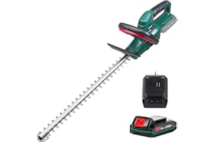 Akumulatorowe nożyce do żywopłotu POSENPRO, elektryczne nożyce ogrodowe 20 V z akumulatorem 2000 mAh, długość cięcia 52 cm, rozstaw zębów 15 mm, przycinanie żywopłotów i krzewów