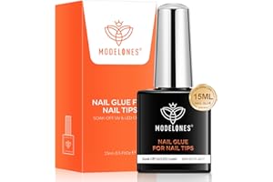 Modelones 15ML Colle Faux Ongles, Base Pose Américaine-Rubber Base, Gel et Capsules, Durée Étendue Nail UV/LED Onglerie Nail Glue