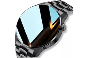 LOYEWAIER Moderne Smart Uhren 1.30'' HD Bildschirm Anruf/Nachricht Erinnerung Bluetooth Uhr Mann Outdoor Sport Aktivität Fitness Tracker Männer Schwarz Edelstahl Smartwatch für Android IOS