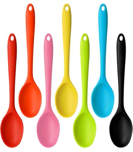 Set Di 4 Cucchiai Da Cucina In Silicone E Nylon Antiaderente - Resistenti Al Calore (fino A 250°C) - Foro Per Appendere - Colore Nero
